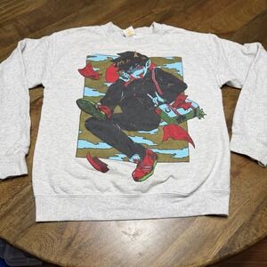 OMO CAT Demon Delinquent Sweater Sweatshirt Size Large Gray  Distressed Small